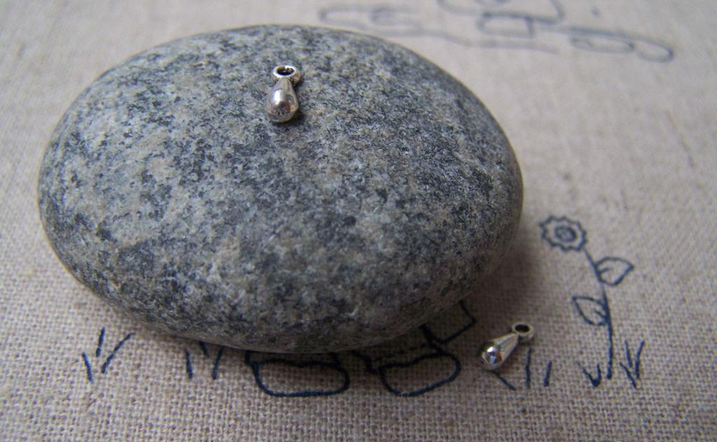 Accessories - 100 Pcs Antique Silver Small Tear Drop Teardrop Charms 3x7mm A1010