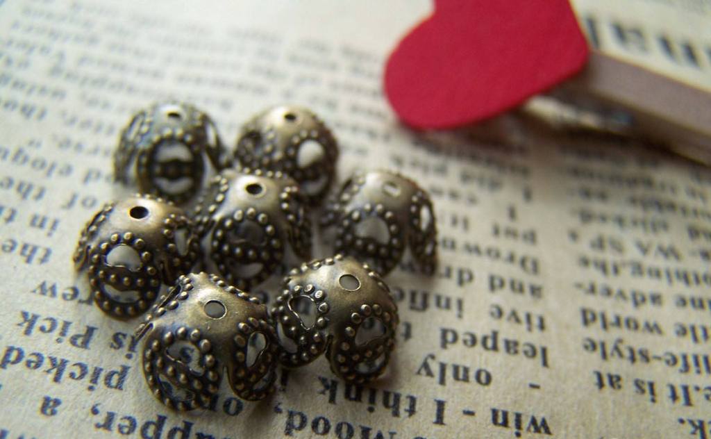 Accessories - 100 Pcs Of Antique Bronze Filigree Iron Bead Caps 8mm A3257