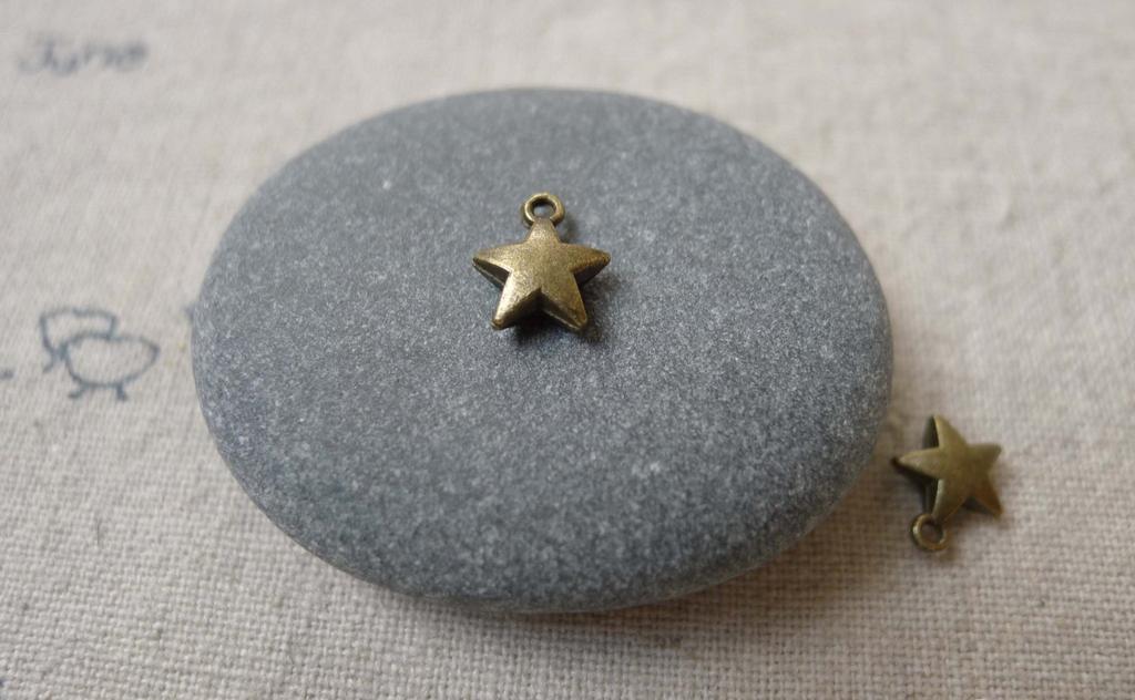 Accessories - 100 Pcs Of Antique Bronze Thick Star Charms 7mm A7133