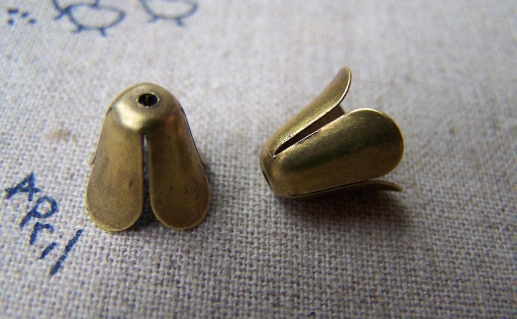 Accessories - 100 Pcs Of Antiqued Bronze Filigree Four Leaf Flower Cone Bead Caps 10x12mm A2104