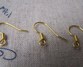 Accessories - 100 Pcs Of Gold Tone Fish Hook Earwire Findings 14x15mm A3310