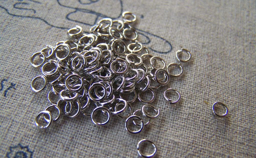 Accessories - 100 Pcs Of Platinum White Gold Tone Brass Jump Rings 4mm 22gauge A2387