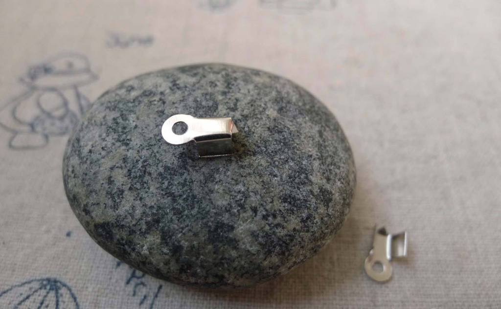 Accessories - 100 Pcs Of Silvery Gray Nickel Tone Fold Over Crimp Head Clasps Medium Size 4x8.5mm A6234