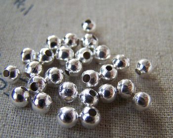 Accessories - 100 Pcs Silver Finish Smooth Round Iron Metallic Beads Ball Size 4mm A5343