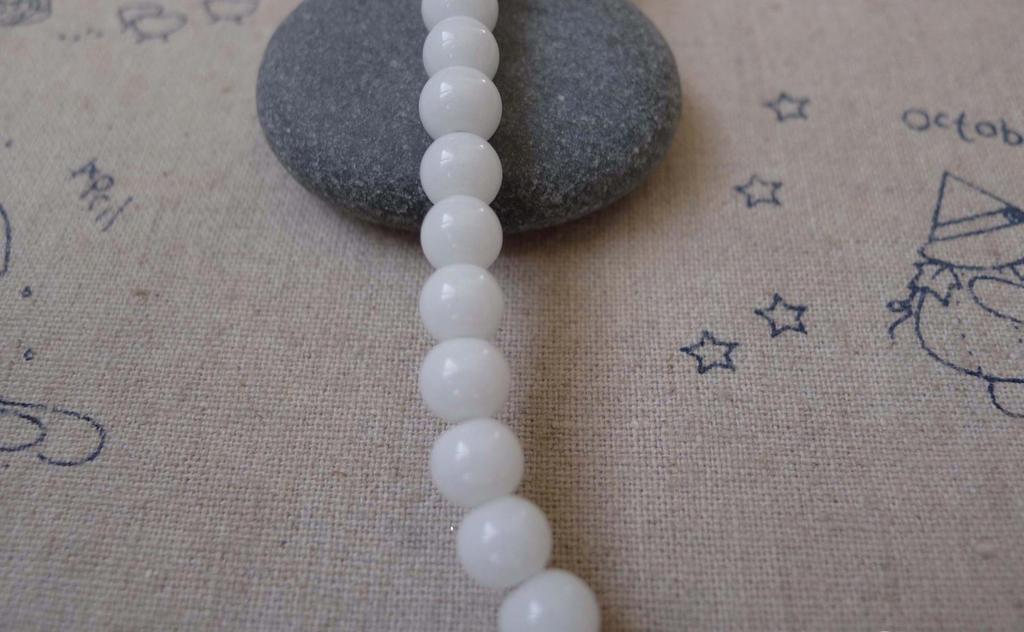 Accessories - 11.8 Inches Strand (50pcs) Of Milky White Plastic Round Acrylic Beads 6mm A7487