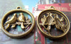 Accessories - 15 Pcs Of Antique Bronze Two Love Birds Round Ring Charms 20mm A303