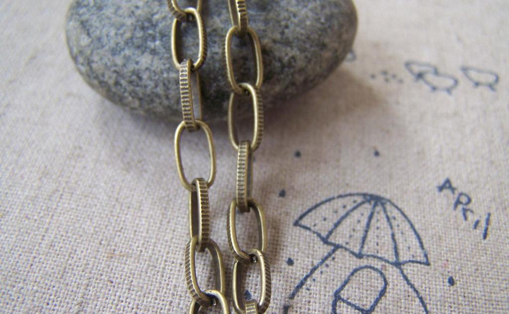 Accessories - 16 Ft (5m) Antique Bronze Chunky Embossed Textured Cable Chain 5x9mm A4427