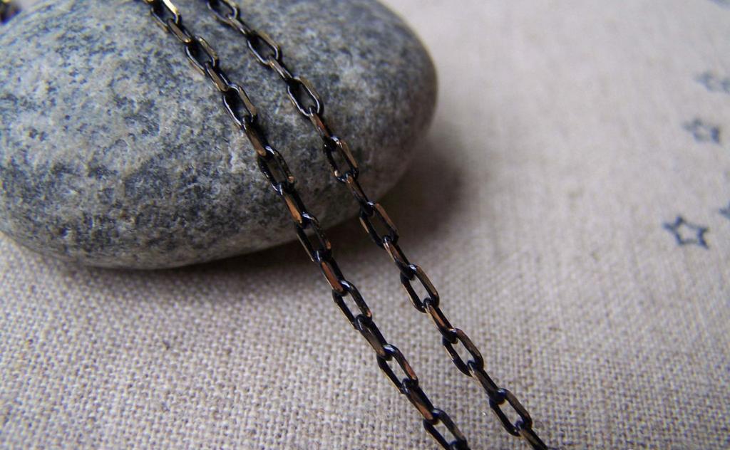Accessories - 16 Ft (5m) Of Black Textured Brass Oval Cable Chain 2x4mm A4037
