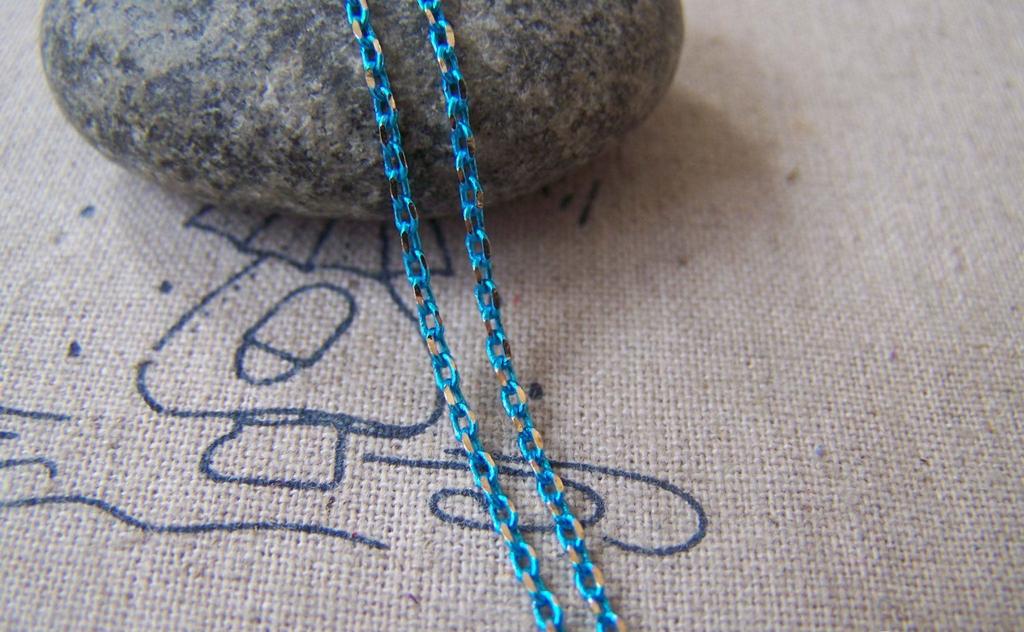 Accessories - 16 Ft (5m) Of Blue Textured Brass Oval Cable Chain 1.5x2.2mm A4415