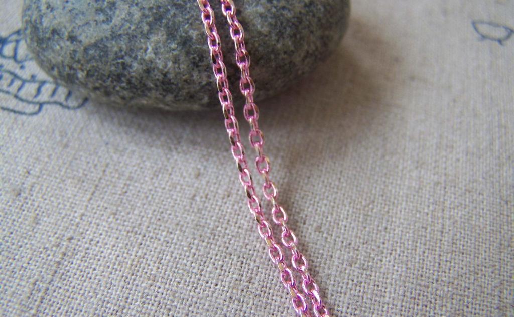 Accessories - 16 Ft (5m) Of Pink Textured Brass Oval Cable Chain 1.5x2.2mm A4417