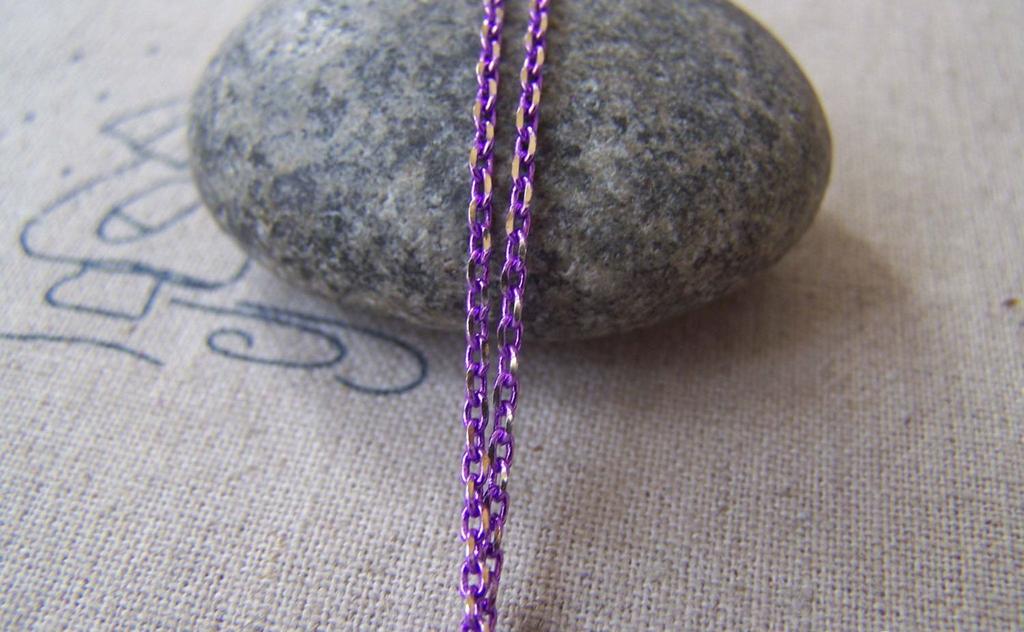 Accessories - 16 Ft (5m) Of Purple Textured Brass Oval Cable Chain 1.5x2.2mm A4412