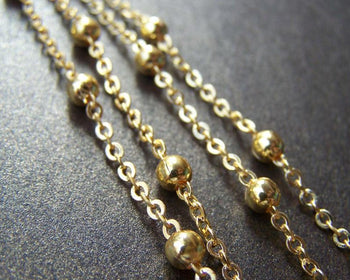 Accessories - 16ft (5m) Anti Tarnish 16K Gold Finish Brass Satellite Chain Bead Ball Cable Chain  A2157