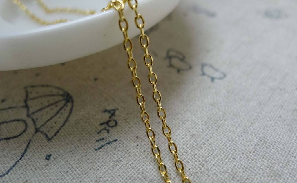 Accessories - 16ft (5m) Gold Tone Brass Textured Chain Oval Cable Link 1.5x2.2mm A5932
