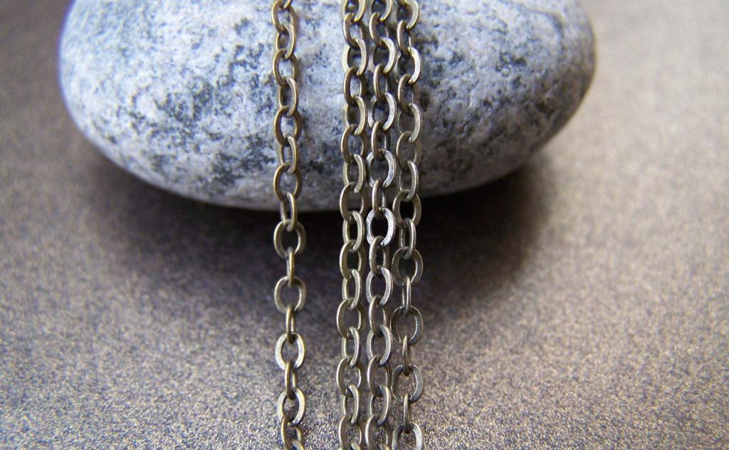 Accessories - 16ft (5m) Of Antique Bronze Brass Flat Oval Cable Chain 2mm A2035