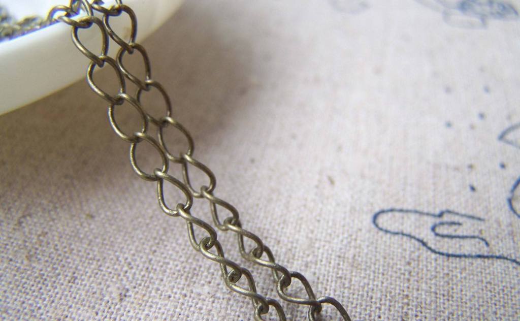 Accessories - 16ft (5m) Of Antique Bronze Brass Twisted Curb Chain Link Size 3.1mm A2025
