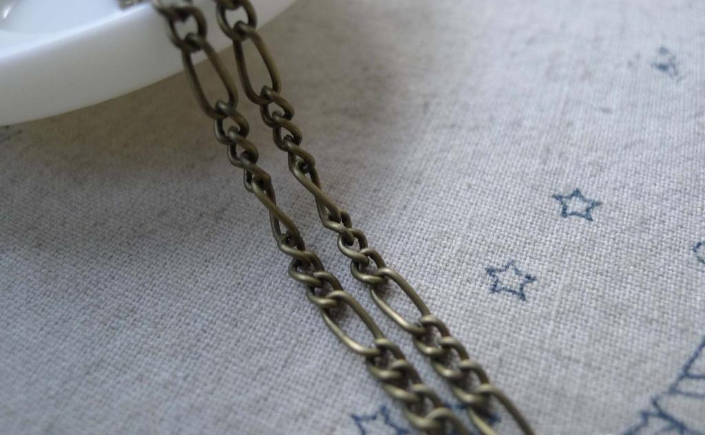 Accessories - 16ft (5m) Of Antique Bronze Steel Figaro Chain Link 3.6x8mm A7594