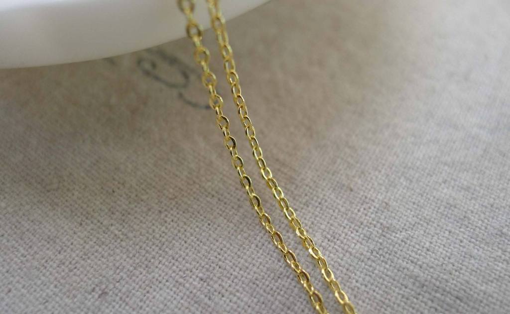 Accessories - 16ft (5m) Of Gold Tone Brass Flat Oval Cable Chain 1mm A7439