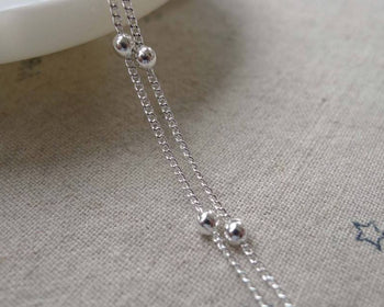 Accessories - 16ft (5m) Of Silver Tone Brass Satellite Chain Bead Ball Curb Chain 1.2mm A7115
