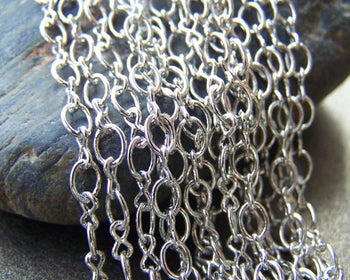 Accessories - 16ft (5m) Of Silvery Gray Nickel Tone Brass Figure 8 Connector Chain Soldered Links A4023