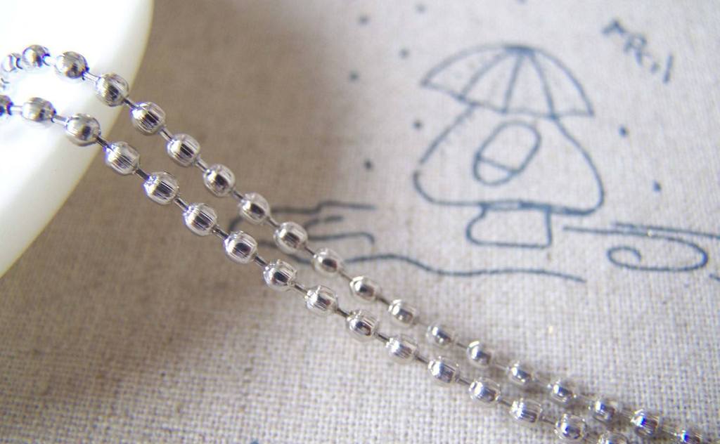 Accessories - 16ft (5m) Of Silvery Gray Nickel Tone Iron Bead Chain 2.4mm A4571