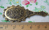 Accessories - 2 Pcs Antique Bronze Traditional Glass Mirror Pendant 32x70mm A1779