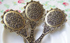 Accessories - 2 Pcs Antique Bronze Traditional Glass Mirror Pendant 32x70mm A1779