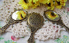 Accessories - 2 Pcs Antique Bronze Traditional Glass Mirror Pendant 32x70mm A1779