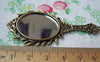Accessories - 2 Pcs Antique Bronze Traditional Glass Mirror Pendant 34x72mm A1780