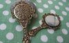 Accessories - 2 Pcs Antique Bronze Traditional Round Glass Mirror Pendant 35x68mm A1782
