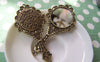 Accessories - 2 Pcs Antique Bronze Traditional Round Glass Mirror Pendant 35x68mm A1782