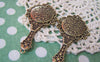 Accessories - 2 Pcs Antique Bronze Traditional Round Glass Mirror Pendant 35x68mm A1782