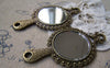 Accessories - 2 Pcs Antique Bronze Traditional Round Glass Mirror Pendant 37x68.5mm A2967