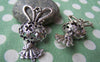 Accessories - 2 Pcs Antique Silver Filigree Rabbit Girl Dress Charms Pendants 22x43mm A1144