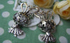 Accessories - 2 Pcs Antique Silver Filigree Rabbit Girl Dress Charms Pendants 22x43mm A1144