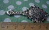 Accessories - 2 Pcs Antique Silver Traditional Chinese Round Glass Mirror Pendant 35x68mm A1781