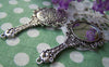 Accessories - 2 Pcs Antique Silver Traditional Chinese Round Glass Mirror Pendant 35x68mm A1781