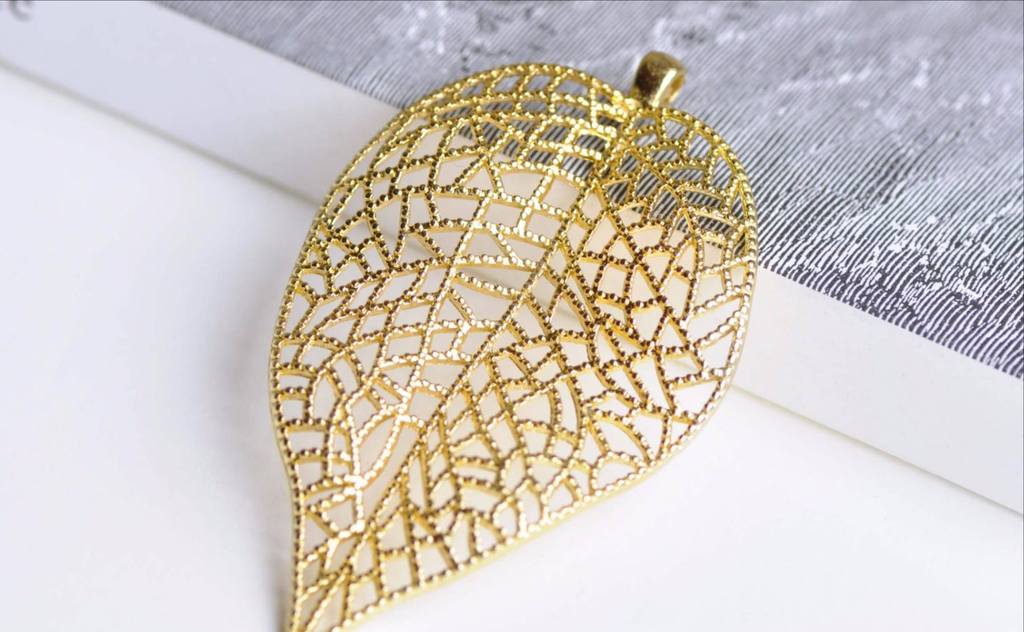 Accessories - 2 Pcs Cut Out Large Tree Leaf Charm Pendant