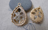 Accessories - 2 Pcs Matte Gold Tone Brass Teardrop Drop Filigree Base Settings Match 18x25mm Cameo A7151