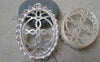 Accessories - 2 Pcs Matte Silver Tone Brass Filigree Oval Base Settings Match 30x40mm Cameo A7158