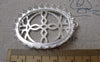 Accessories - 2 Pcs Matte Silver Tone Brass Filigree Oval Base Settings Match 30x40mm Cameo A7158
