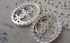Accessories - 2 Pcs Matte Silver Tone Brass Filigree Oval Base Settings Match 30x40mm Cameo A7158