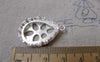 Accessories - 2 Pcs Matte Silver Tone Brass Teardrop Drop Filigree Base Settings Match 18x25mm Cameo A7156