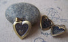 Accessories - 2 Pcs Of Antique Bronze Brass Sweet Heart Photo Locket Pendants 19x21mm A4332