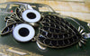 Accessories - 2 Pcs Of Antique Bronze Enamel Epoxy Owl Parts Pendants 41x84mm A3844