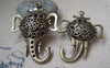 Accessories - 2 Pcs Of Antique Bronze Filigree 3D Elephant Crown King Pendants 40x59mm A2226