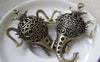 Accessories - 2 Pcs Of Antique Bronze Filigree 3D Elephant Crown King Pendants 40x59mm A2226