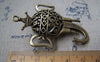 Accessories - 2 Pcs Of Antique Bronze Filigree 3D Elephant Crown King Pendants 40x59mm A2226