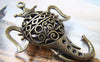 Accessories - 2 Pcs Of Antique Bronze Filigree 3D Elephant Crown King Pendants 40x59mm A2226