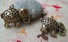 Accessories - 2 Pcs Of Antique Bronze Filigree Elephant Pendants Charms 21x33mm A1811