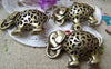 Accessories - 2 Pcs Of Antique Bronze Filigree Elephant Pendants Charms 21x33mm A1811
